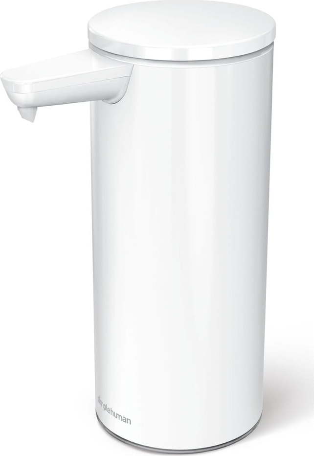 Bílý bezdotykový kovový dávkovač mýdla 266 ml – simplehuman