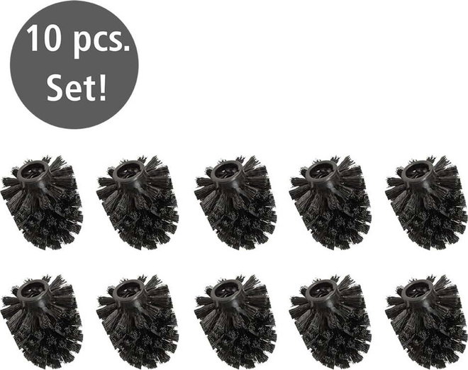 Černé plastové náhradní hlavice pro WC kartáče v sadě 10 ks Ø8cm – Wenko