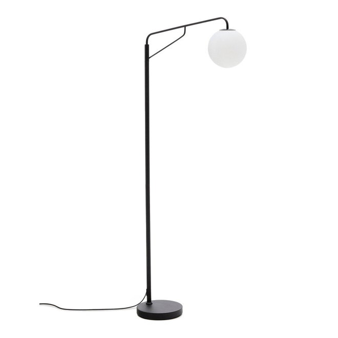 Bílá/černá stojací lampa se skleněným stínidlem (výška 164 cm) Eilo – Kave Home