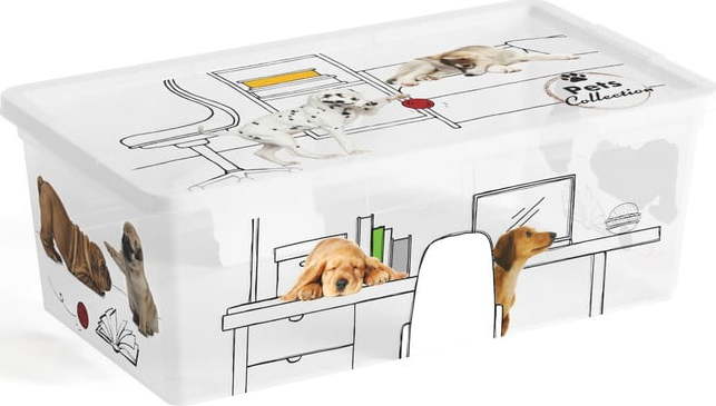 Bílý plastový úložný box s víkem 34x19x12 cm C Box Style – KIS