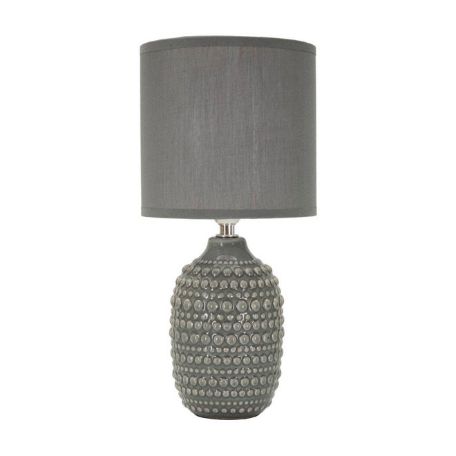 Šedá keramická stolní lampa s textilním stínidlem (výška 30,5 cm) Points – Mauro Ferretti