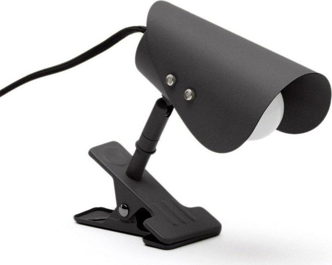 Černá kovová stolní lampa s klipem (výška 16 cm) Jula – Kave Home