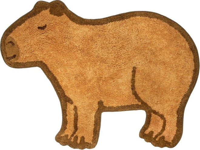 Hnědý bavlněný dětský koberec 52x68 cm Capybara – Sass & Belle