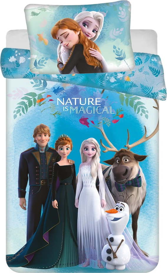 Modré bavlněné dětské povlečení do postýlky 100x135 cm Frozen "Blue" – Jerry Fabrics