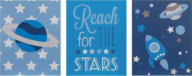 Dětské obrázky v sadě 3 ks 16x20 cm Reach for the Stars – Premier Housewares