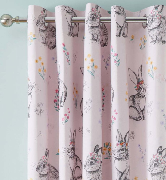 Růžový dětský závěs 2 ks 168x183 cm Bunny Tails Ditsy Flowers – Catherine Lansfield