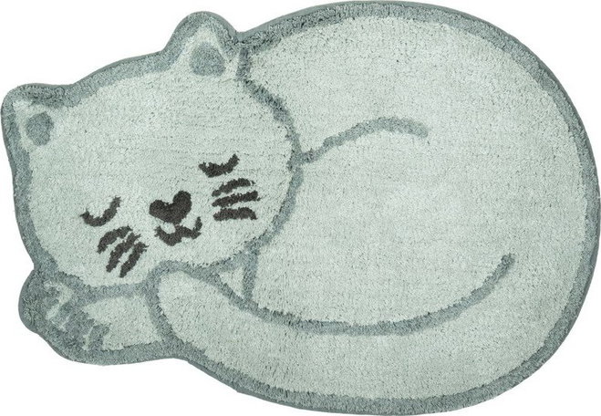Světle modrý bavlněný dětský koberec 43x60 cm Sleeping Cat – Sass & Belle