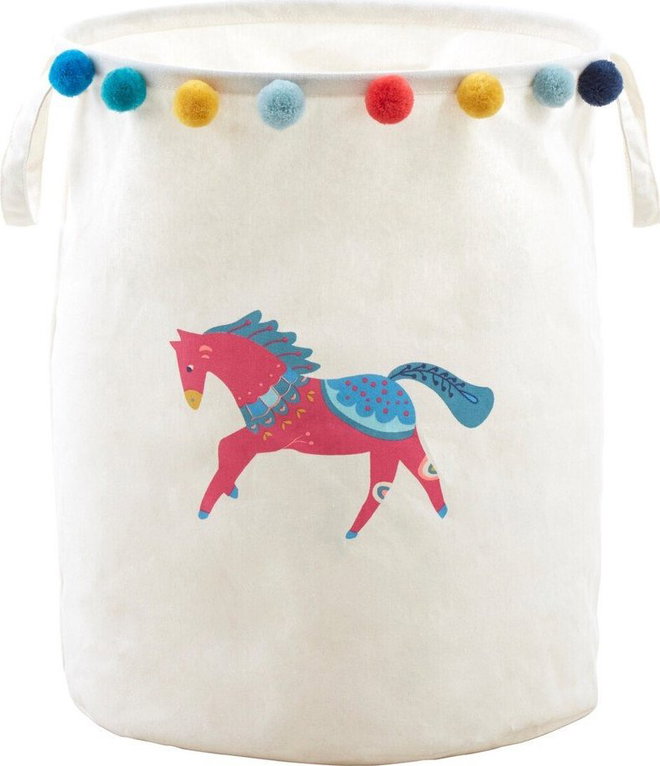 Bílý látkový dětský koš na hračky ø 38x48 cm Mimo Eclectic Horse – Premier Housewares