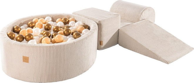 Béžové manšestrové pěnové hřiště 3 ks výška 30 cm 225x90 cm – Meowbaby