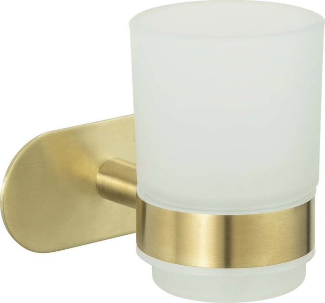 Samodržící skleněný kelímek na zubní kartáčky ve zlaté barvě Orea Gold – Wenko