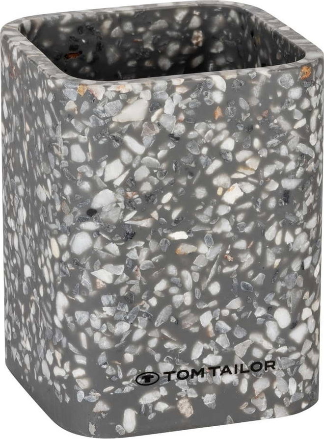 Šedý kelímek na zubní kartáčky z polyresinu Tom Tailor T-Terrazzo – Wenko