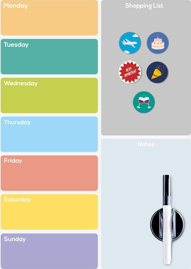 Magnetická tabule 30x42 cm Week Planner – Balvi