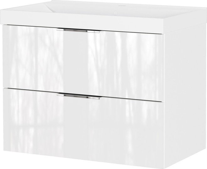 Bílá lesklá závěsná skříňka pod umyvadlo 81x65 cm Celano – Germania