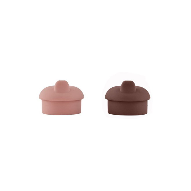 Růžové/hnědé silikonové víčko na hrnek 2 ks Kappu – OYOY Mini