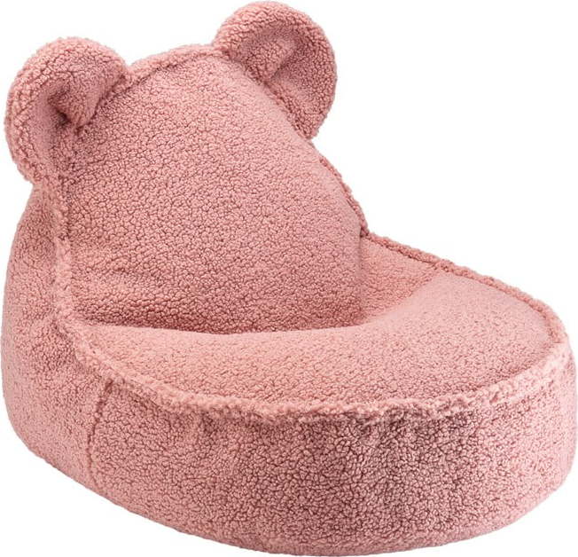 Růžový dětský sedací vak z textilie bouclé Bear – Wigiwama
