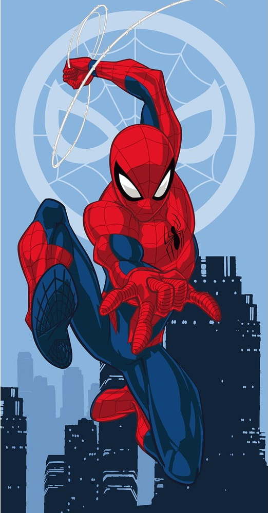 Červeno-modrá bavlněná dětská osuška 70x140 cm Spider-man "Jump" – Jerry Fabrics