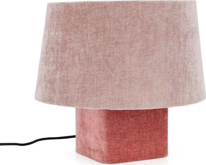 Růžová kovová stolní lampa s textilním stínidlem (výška 35 cm) Demra – Bizzotto