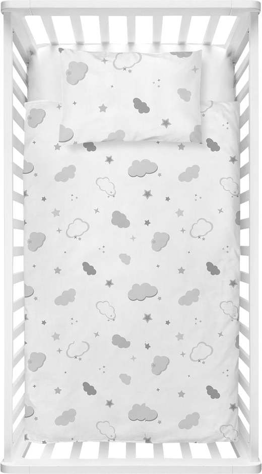 Bílé dětské povlečení do postýlky z bavlny Renforcé 100x150 cm Bulut – Mijolnir
