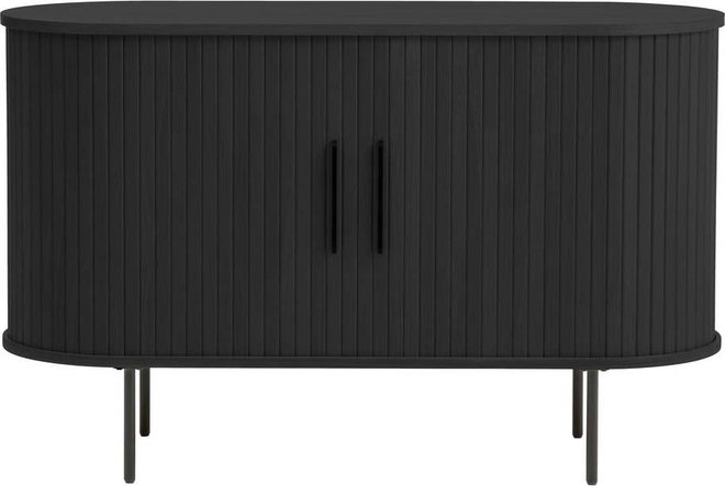 Černá komoda v dekoru dubu s posuvnými dveřmi 120x76x45 cm Nola – Unique Furniture