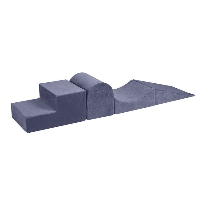 Šedomodré sametové pěnové hřiště 45x193x30 cm Montessori – Meowbaby