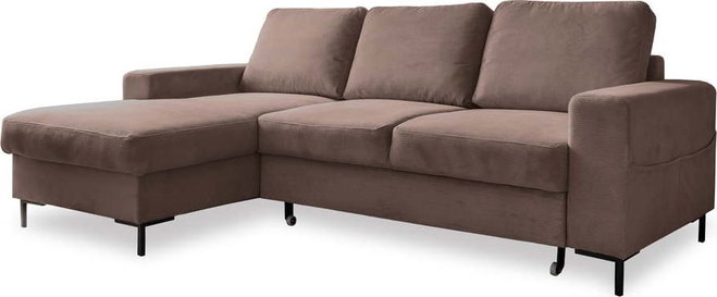 Hnědá manšestrová rozkládací rohová pohovka (levý roh) Lofty Lilly – Miuform