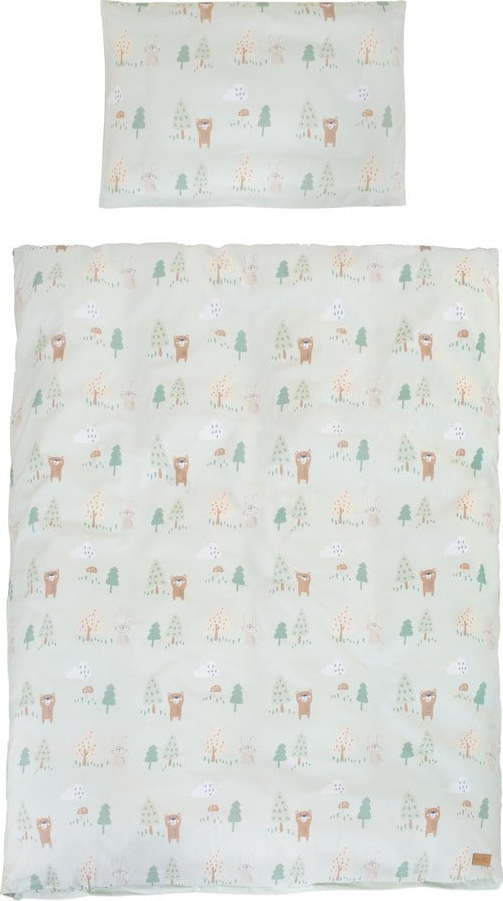 Světle zelené bavlněné dětské povlečení do postýlky 100x135 cm Woodland Buddies – Roba