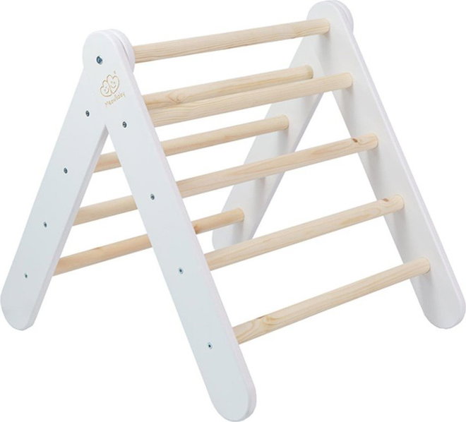 Bílý pikler trojúhelník z borovicového dřeva 60x60x60 cm Montessori – Meowbaby