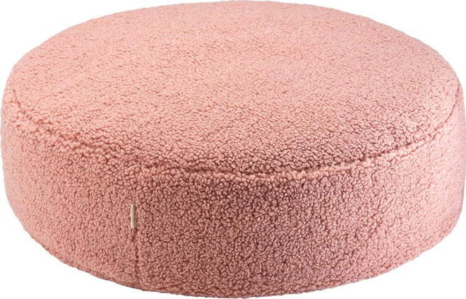 Růžový dětský sedací vak z textilie bouclé Round – Wigiwama