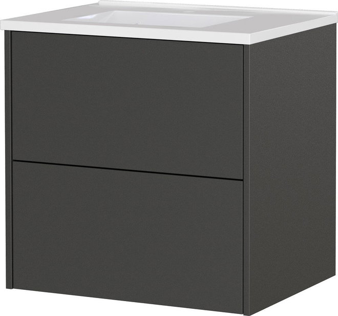 Antracitová matná závěsná skříňka pod umyvadlo 61x61 cm Bodera – Germania