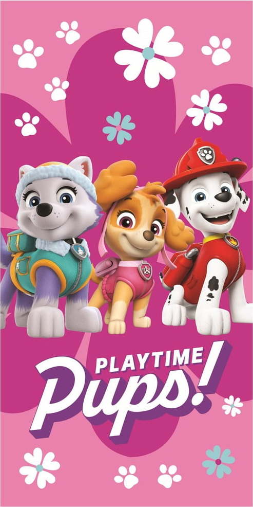 Růžová bavlněná dětská osuška 70x140 cm Paw Patrol – Jerry Fabrics