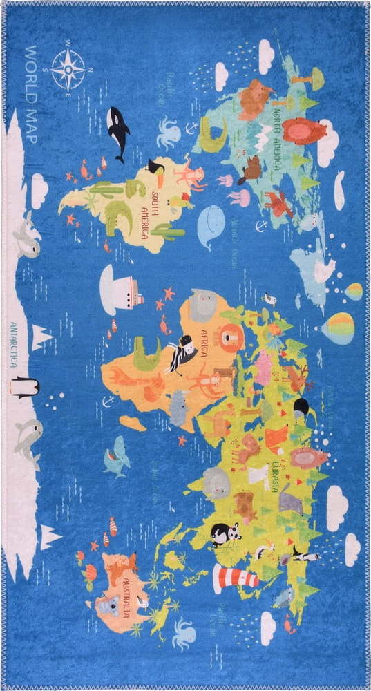 Modrý pratelný dětský koberec 160x230 cm Animal Atlas – Vitaus