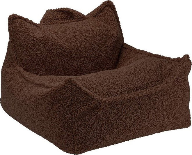 Tmavě hnědý dětský sedací vak z textilie bouclé Warm Hazel – Wigiwama