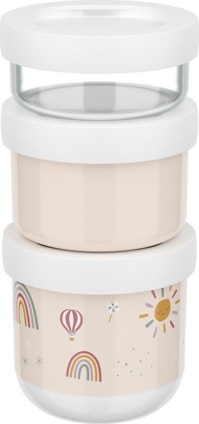 Béžové plastové dětské svačinové boxy v sadě 3 ks Sunshine & Rainbow – Mepal