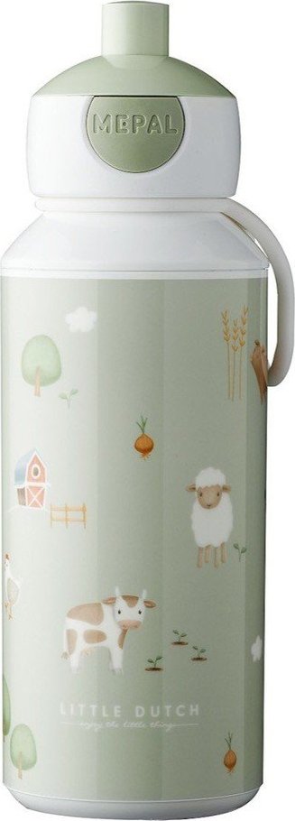 Světle zelená plastová dětská lahev 400 ml Little Farm by Little Dutch – Mepal
