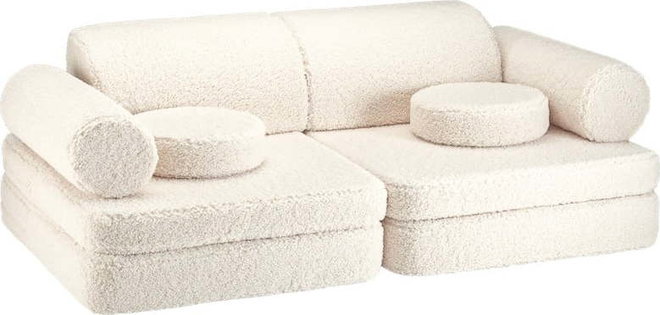 Krémová dětská pohovka z textilie bouclé 132 cm Settee – Wigiwama
