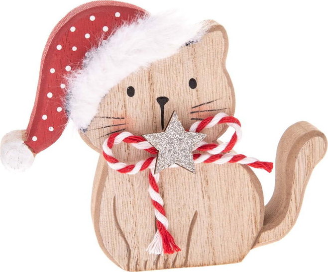 Dřevěná vánoční figurka (výška 10 cm) Cat – Dakls