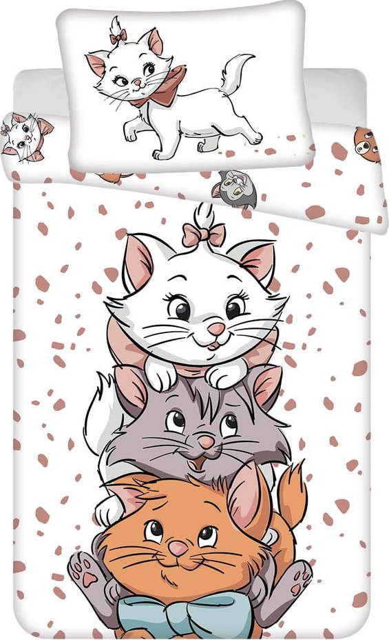 Bílé bavlněné dětské povlečení do postýlky 100x135 cm Marie Cat "Friends" – Jerry Fabrics
