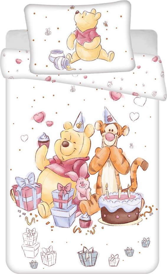 Bílé bavlněné dětské povlečení do postýlky 100x135 cm WTP "Birthday party" – Jerry Fabrics