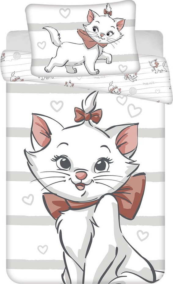 Bílé bavlněné dětské povlečení do postýlky 100x135 cm Marie Cat "Bow" – Jerry Fabrics