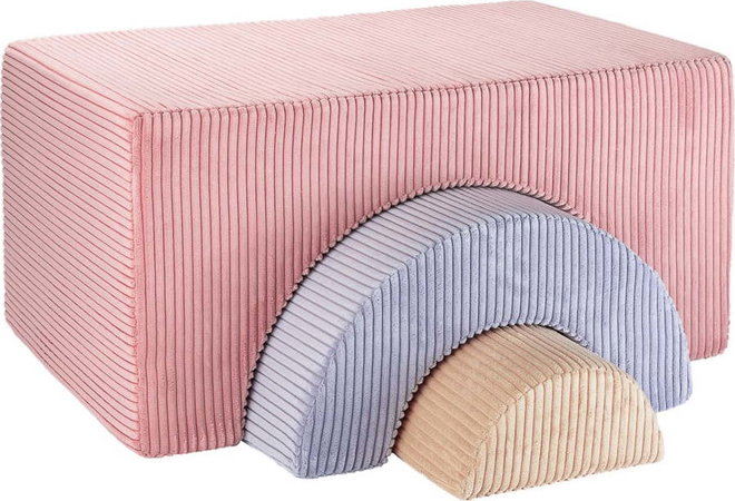 Růžové manšestrové pěnové hřiště 75x49x37 cm Rainbow Montessori – Wigiwama