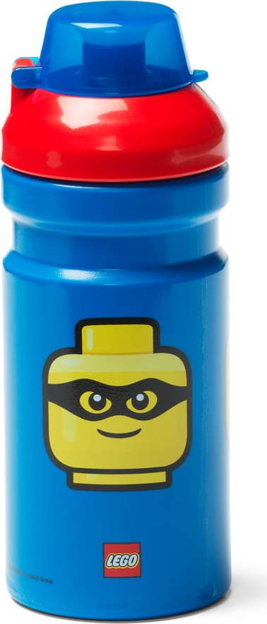 Modrá lahev na vodu s červeným víčkem LEGO® Iconic, 390 ml