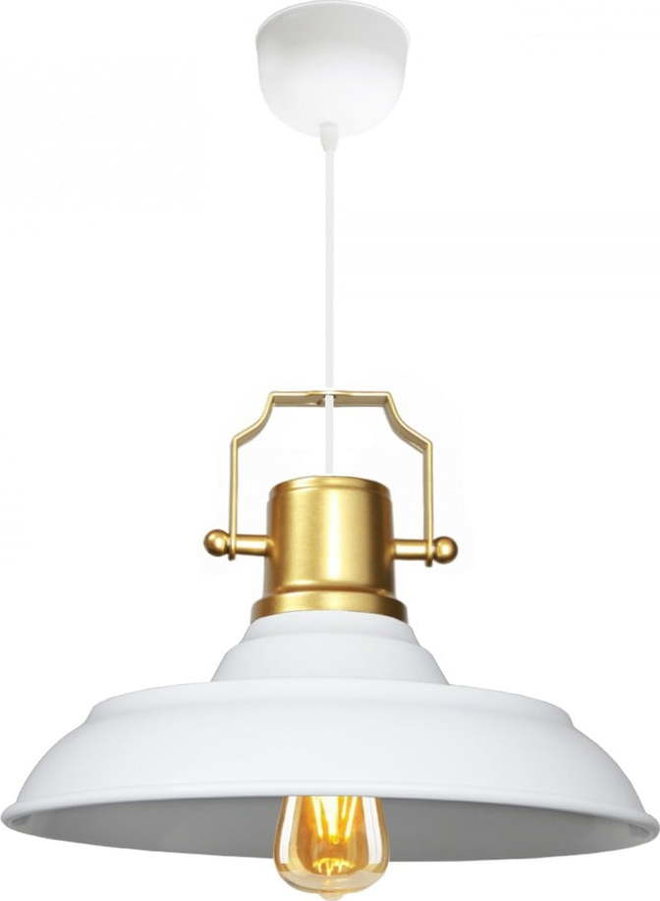 Bílé závěsné svítidlo s kovovým stínidlem ø 25 cm Tarsus – Opviq lights