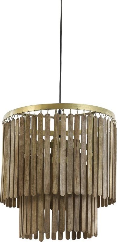 Hnědé závěsné svítidlo s dřevěným stínidlem Gularo – Light & Living