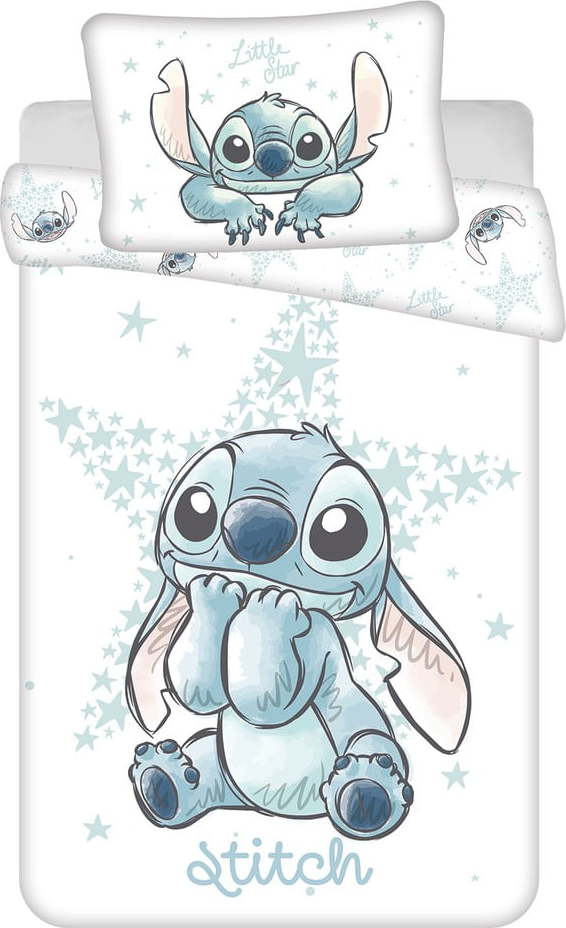 Bílé bavlněné dětské povlečení do postýlky 100x135 cm Lilo and Stitch "White Star" – Jerry Fabrics