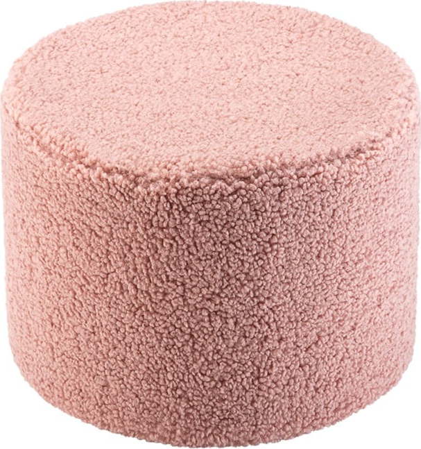 Růžový dětský puf z textilie bouclé – Wigiwama