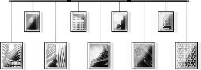 Černé kovové rámečky na zeď v sadě 9 ks 223x77,5 cm Exhibit – Umbra