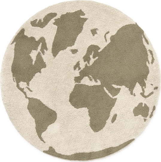 Zelený/krémový pratelný/ručně tkaný bavlněný dětský koberec ø120 cm World Map – Lorena Canals