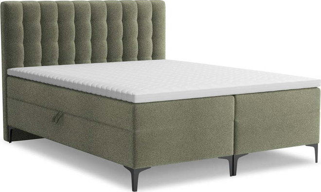 Zelená boxspring postel s úložným prostorem 160x200 cm Puhala – Makamii