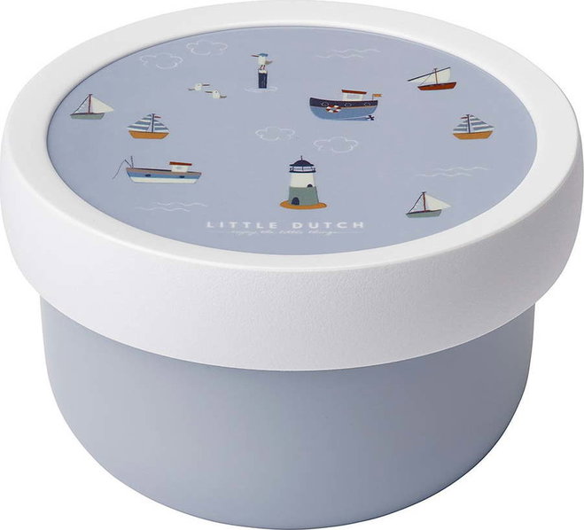 Bílý/světle modrý plastový dětský svačinový box Sailors Bay by Little Dutch – Mepal