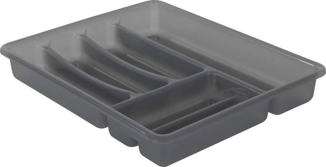 Šedý plastový příborník do zásuvky 39 x 32 cm Basic - Rotho